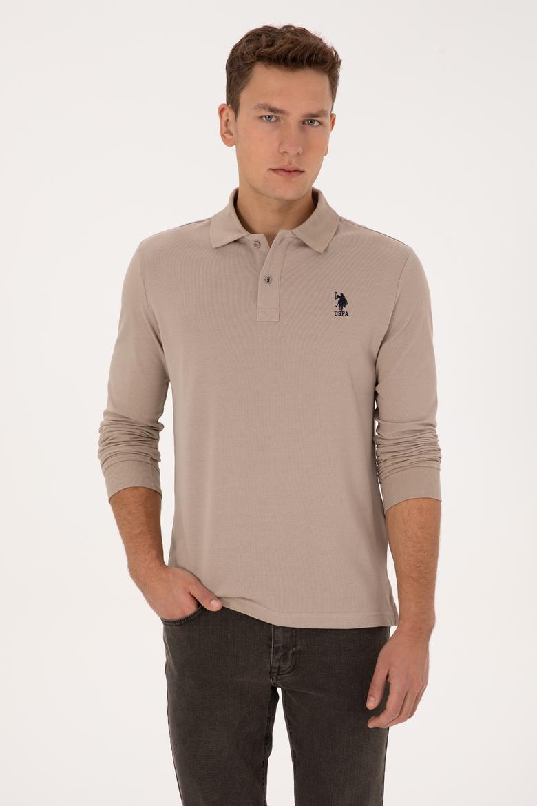 Erkek Koyu Bej Basic Sweatshirt