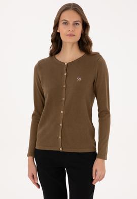 Kadın Haki Basic Triko Hırka - 50307737045