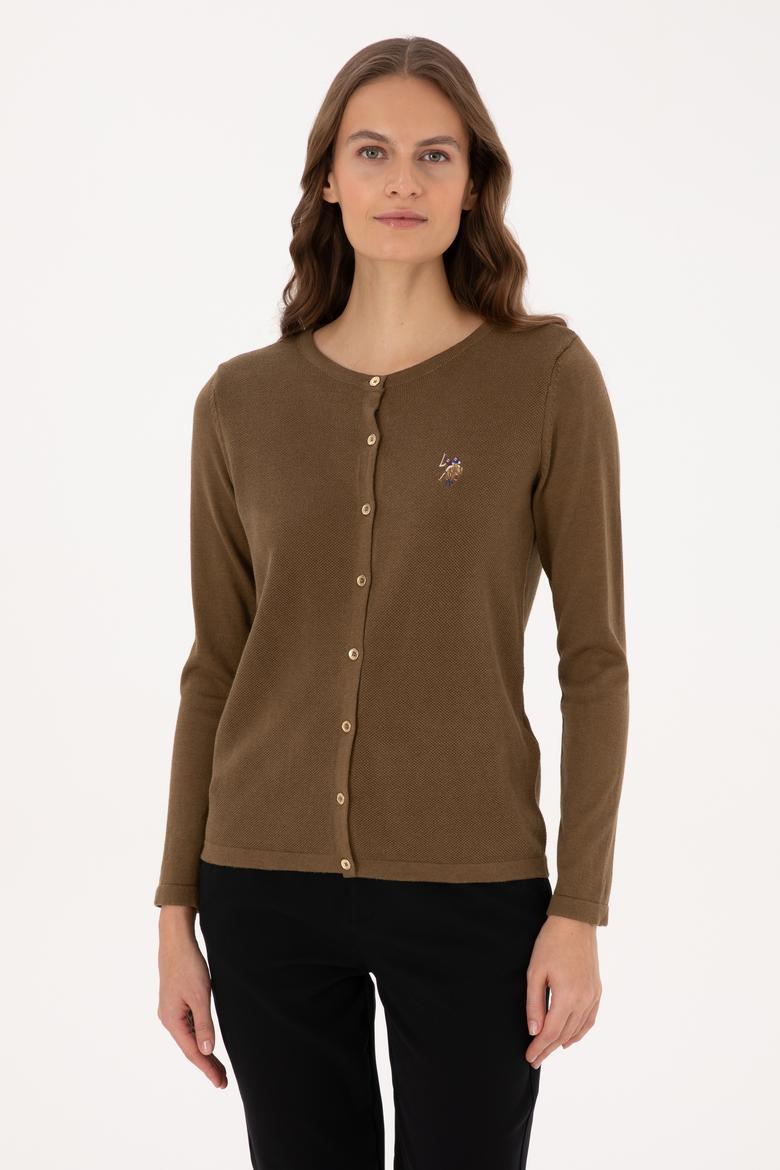 Kadın Haki Basic Triko Hırka