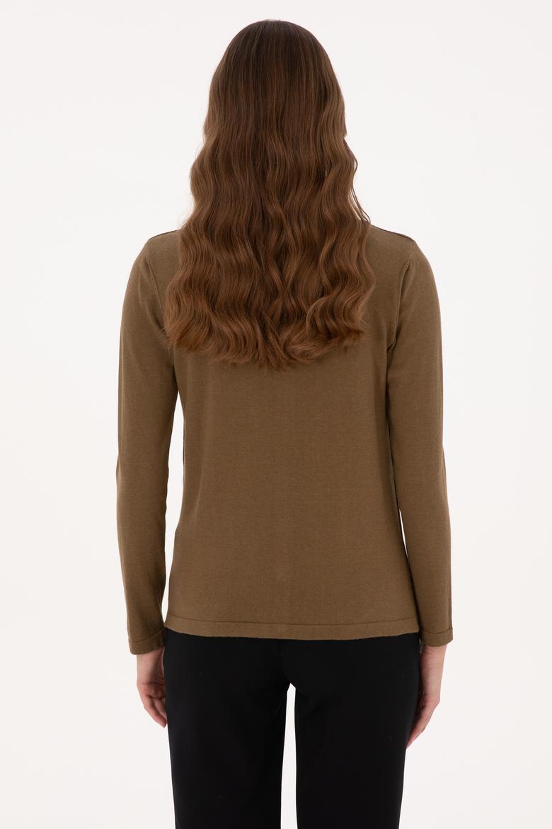Kadın Haki Basic Triko Hırka - 50307737045