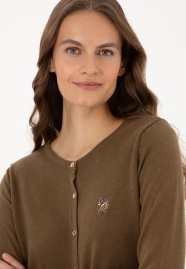 Kadın Haki Basic Triko Hırka - 50307737045
