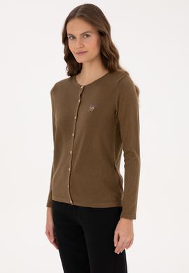 Kadın Haki Basic Triko Hırka - 50307737045