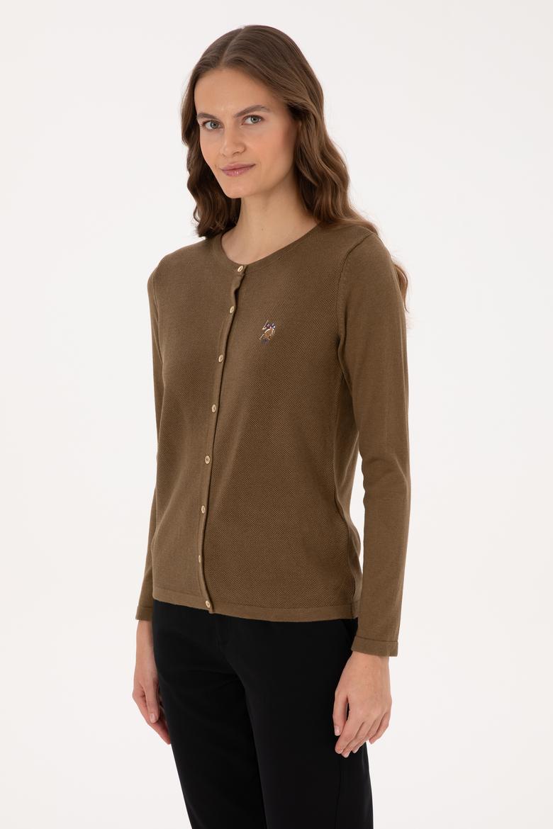 Kadın Haki Basic Triko Hırka - 50307737045
