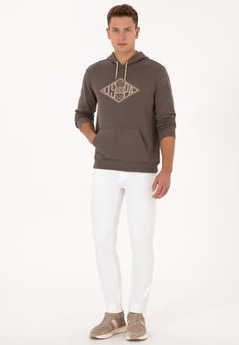 Erkek Regular Fit Kapüşonlu Vizon Sweatshirt - 50308129006