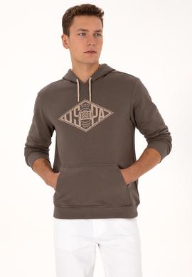 Erkek Regular Fit Kapüşonlu Vizon Sweatshirt - 50308129006