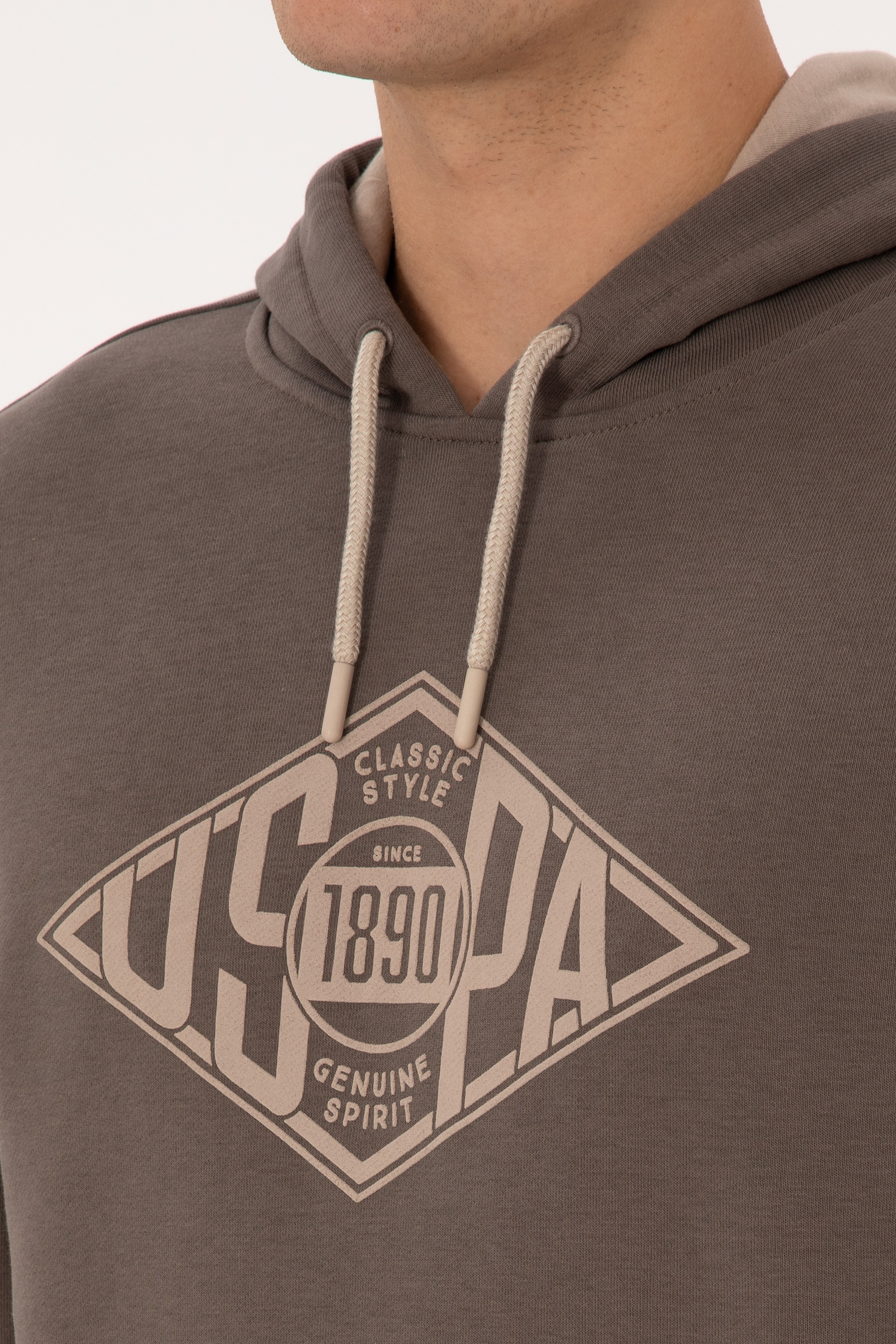 Erkek Regular Fit Kapüşonlu Vizon Sweatshirt - Image 7