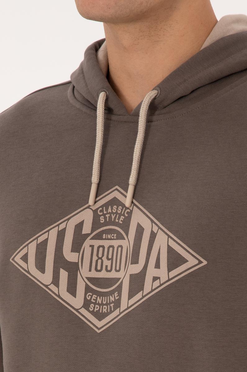 Erkek Regular Fit Kapüşonlu Vizon Sweatshirt