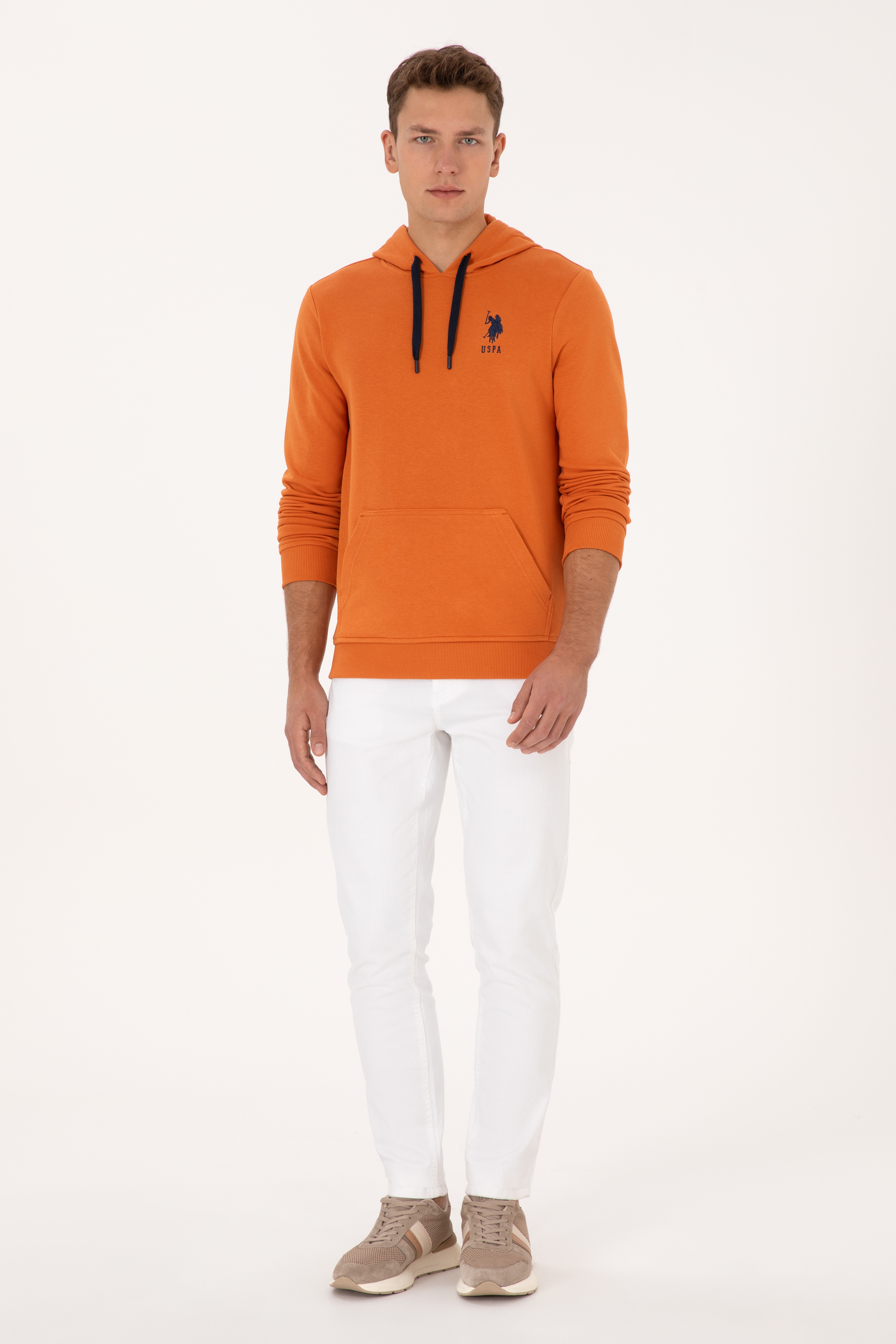 Erkek Regular Fit Kapüşonlu Bakır Basic Sweatshirt