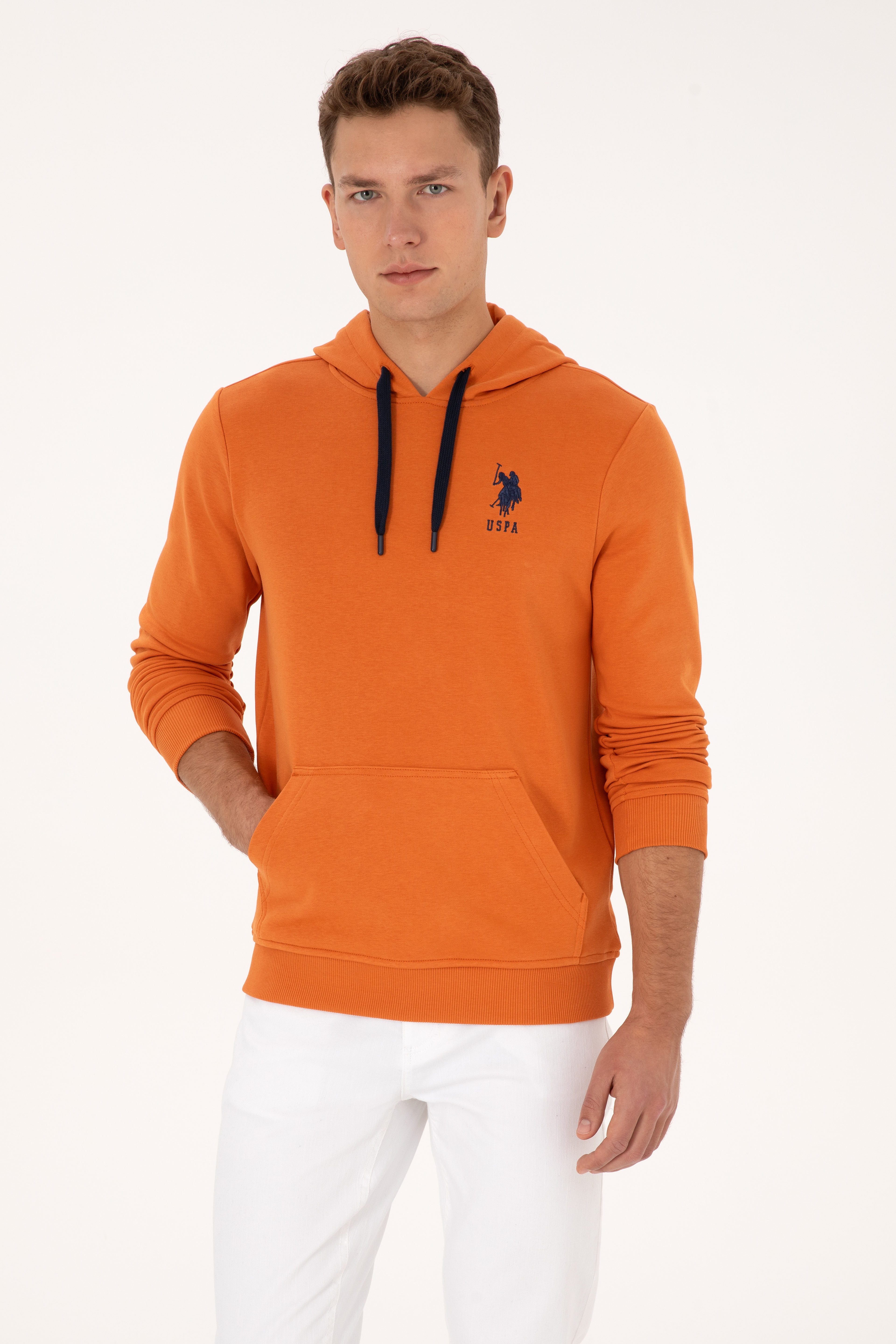 Erkek Regular Fit Kapüşonlu Bakır Basic Sweatshirt