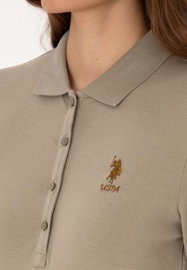 Kadın Açık Haki Basic Polo Yaka Sweatshırt - 50307755037