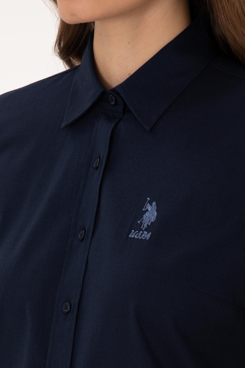 Kadın Lacivert Uzun Kollu Basic Gömlek