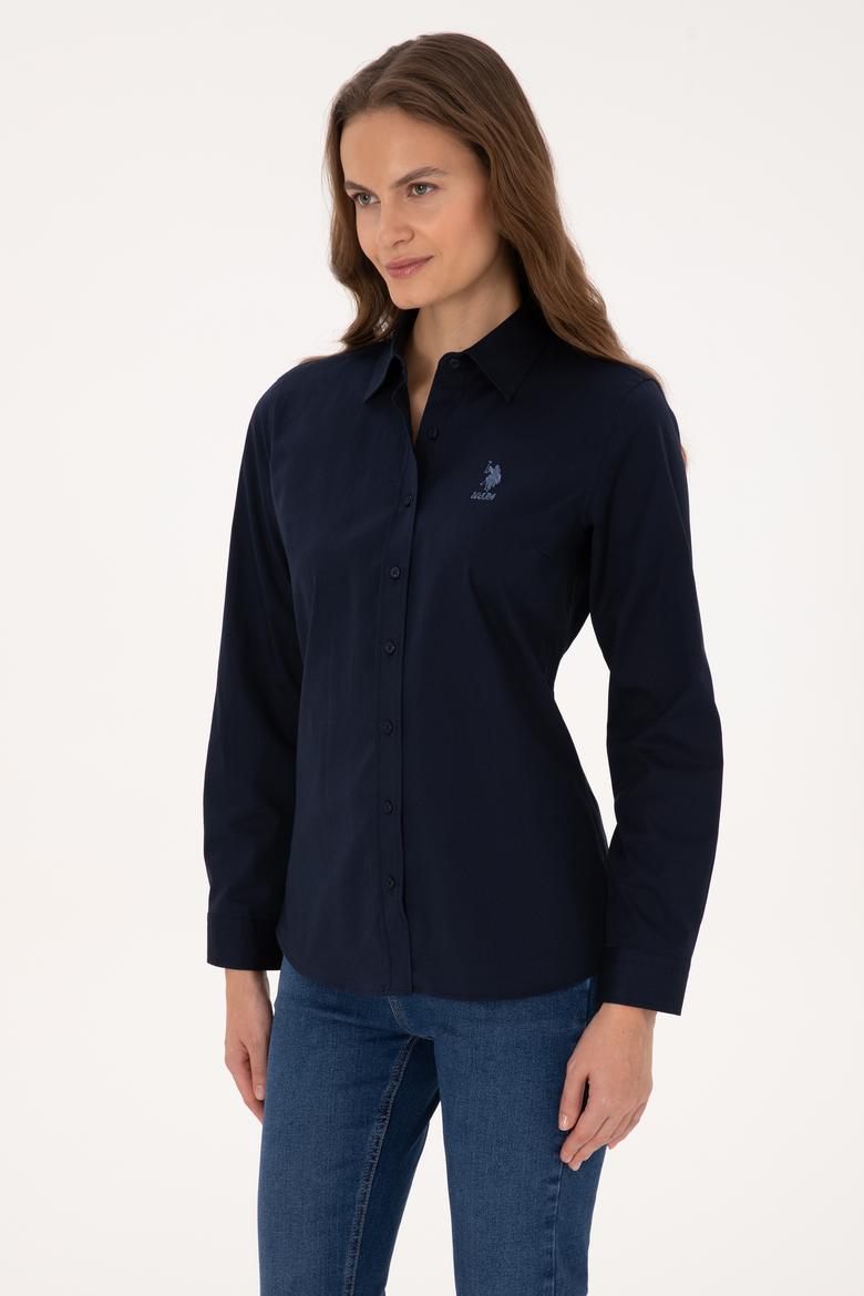 Kadın Lacivert Uzun Kollu Basic Gömlek - 50307989022