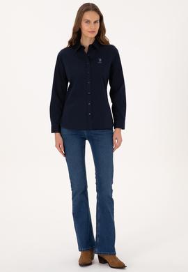 Kadın Lacivert Uzun Kollu Basic Gömlek - 50307989022
