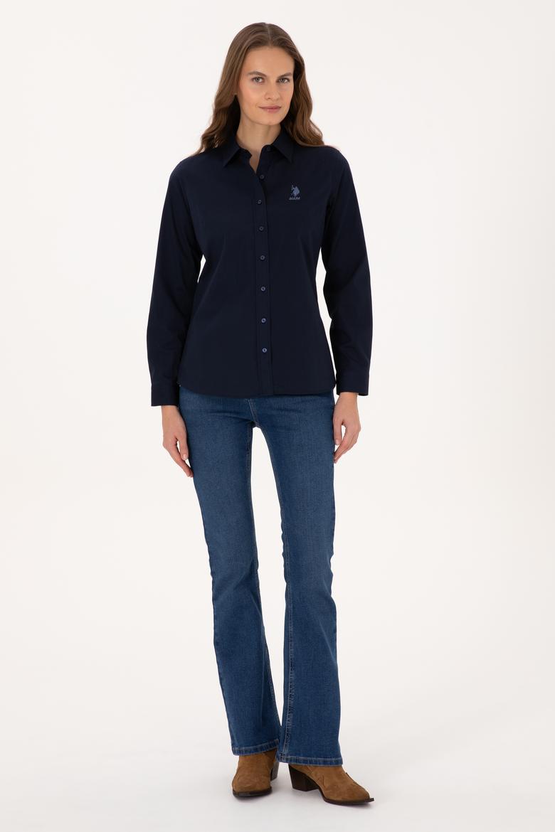 Kadın Lacivert Uzun Kollu Basic Gömlek - 50307989022