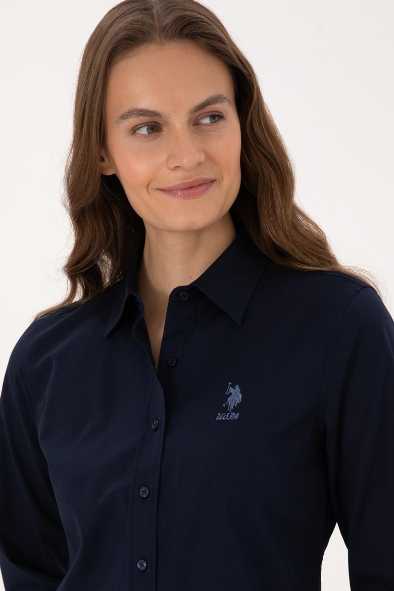 Kadın Lacivert Uzun Kollu Basic Gömlek - 50307989022