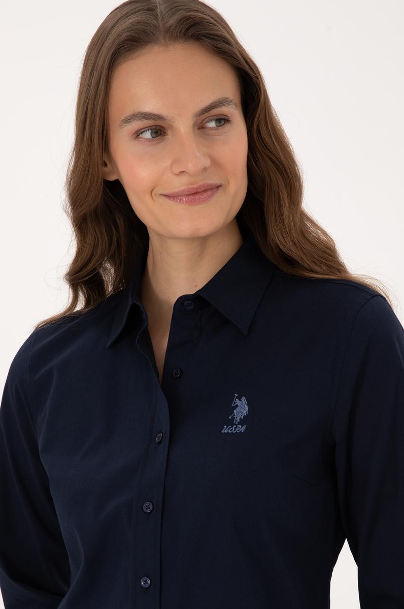 Kadın Lacivert Uzun Kollu Basic Gömlek