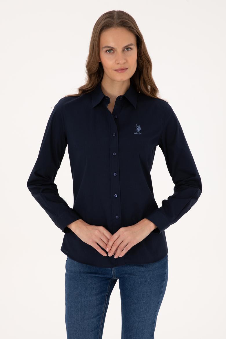Kadın Lacivert Uzun Kollu Basic Gömlek