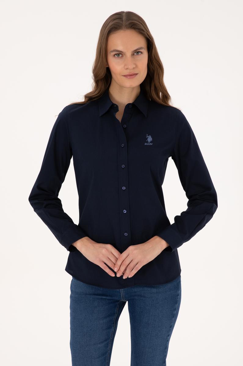 Kadın Lacivert Uzun Kollu Basic Gömlek