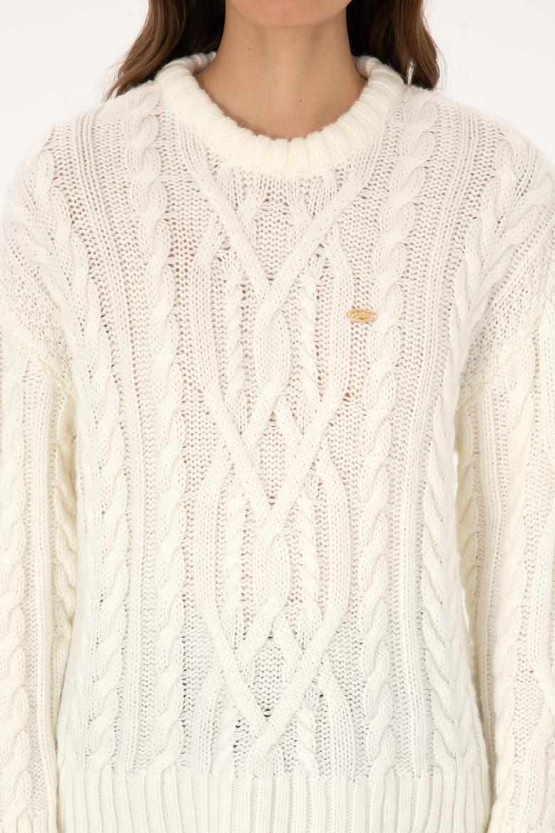 Kadın Krem Bisiklet Yaka Kazak - 50310215005