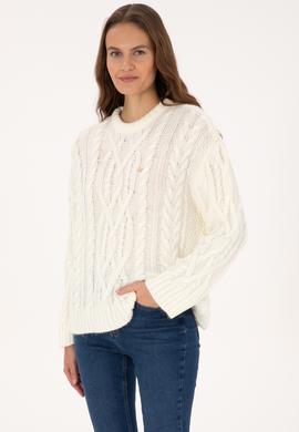 Kadın Krem Bisiklet Yaka Kazak - 50310215005