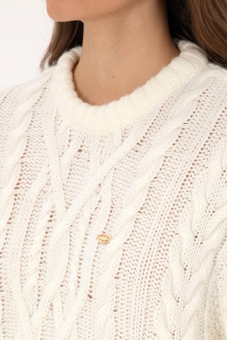 Kadın Krem Bisiklet Yaka Kazak - 50310215005