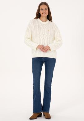 Kadın Krem Bisiklet Yaka Kazak - 50310215005