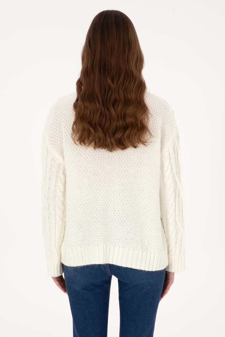 Kadın Krem Bisiklet Yaka Kazak - 50310215005