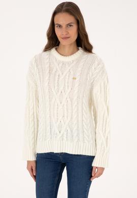 Kadın Krem Bisiklet Yaka Kazak - 50310215005