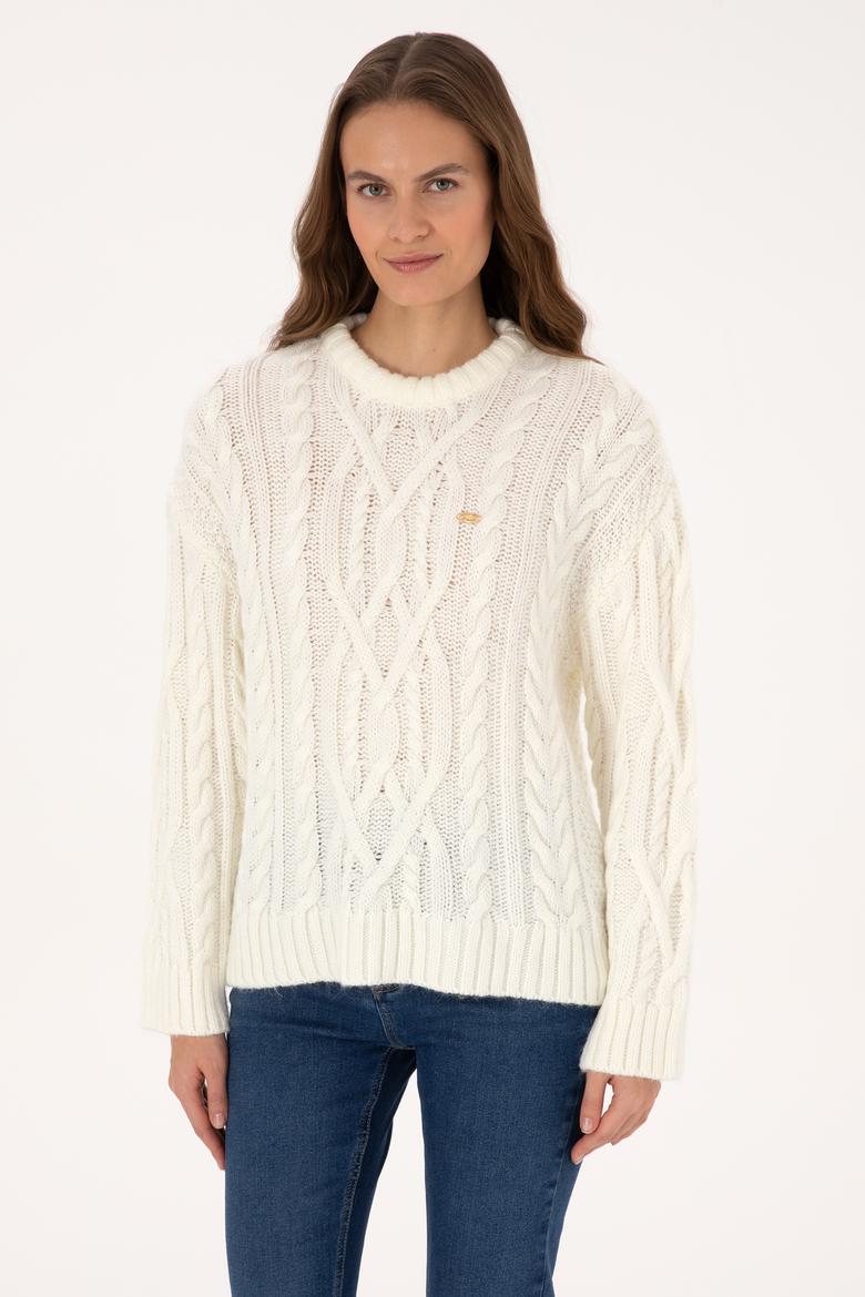 Kadın Krem Bisiklet Yaka Kazak - 50310215005