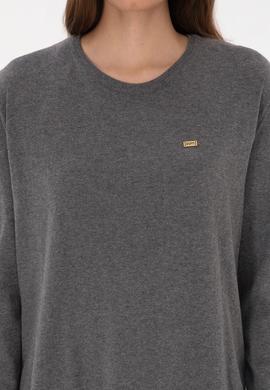 Kadın Gri Melanj Bisiklet Yaka Basic Kazak - 50313579055