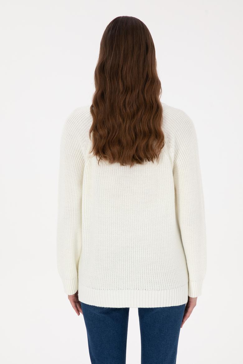 Kadın Krem V Yaka Kazak - 50314934005