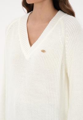 Kadın Krem V Yaka Kazak - 50314934005