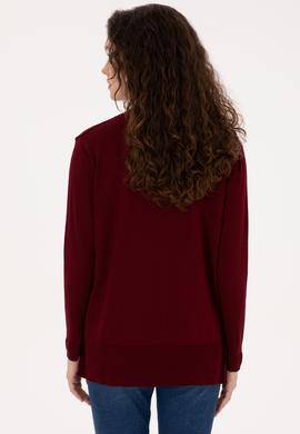 Kadın Bordo Basic Kazak - 50269016017