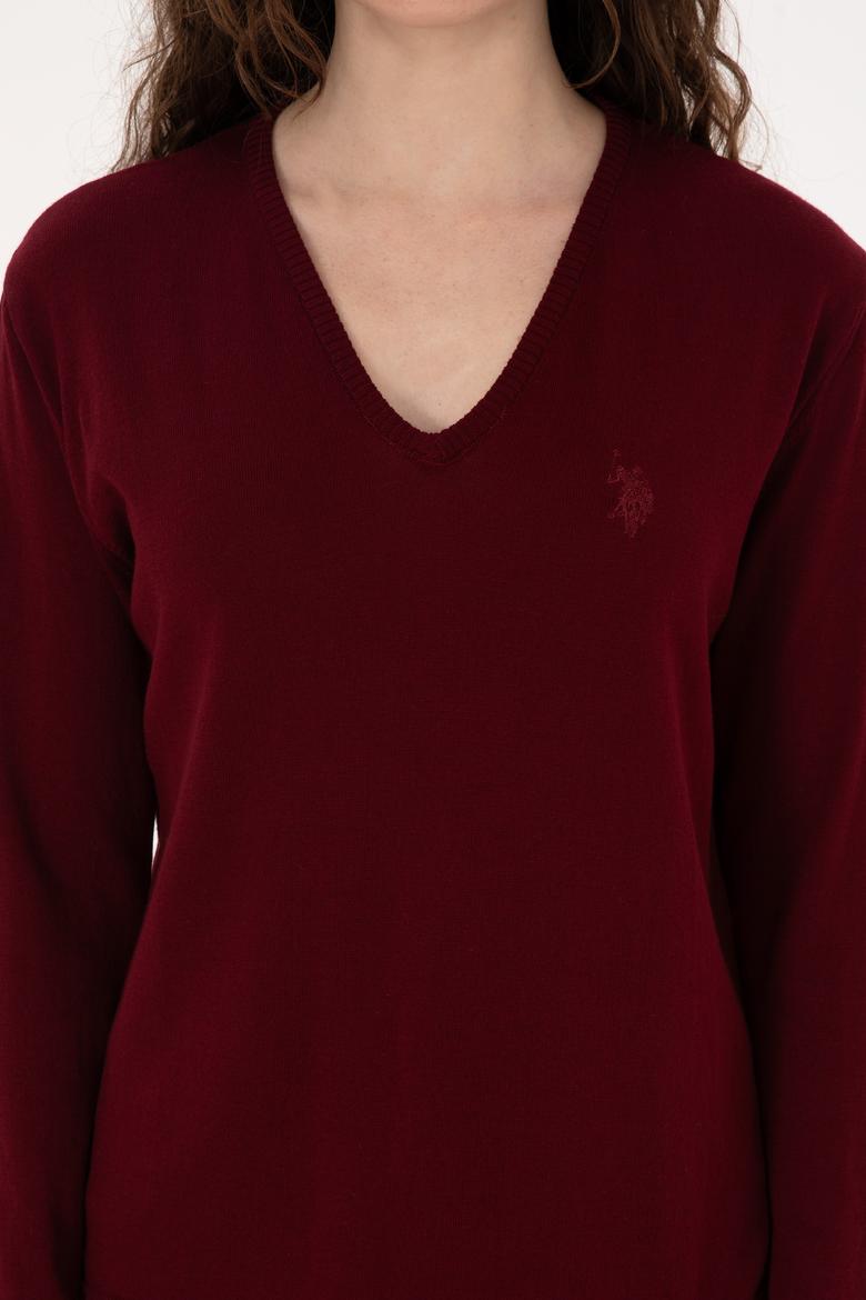 Kadın Bordo Basic Kazak - 50269016017