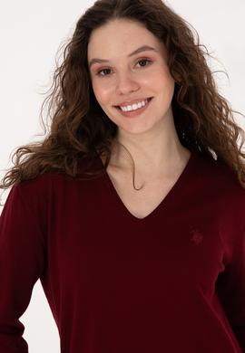 Kadın Bordo Basic Kazak - 50269016017