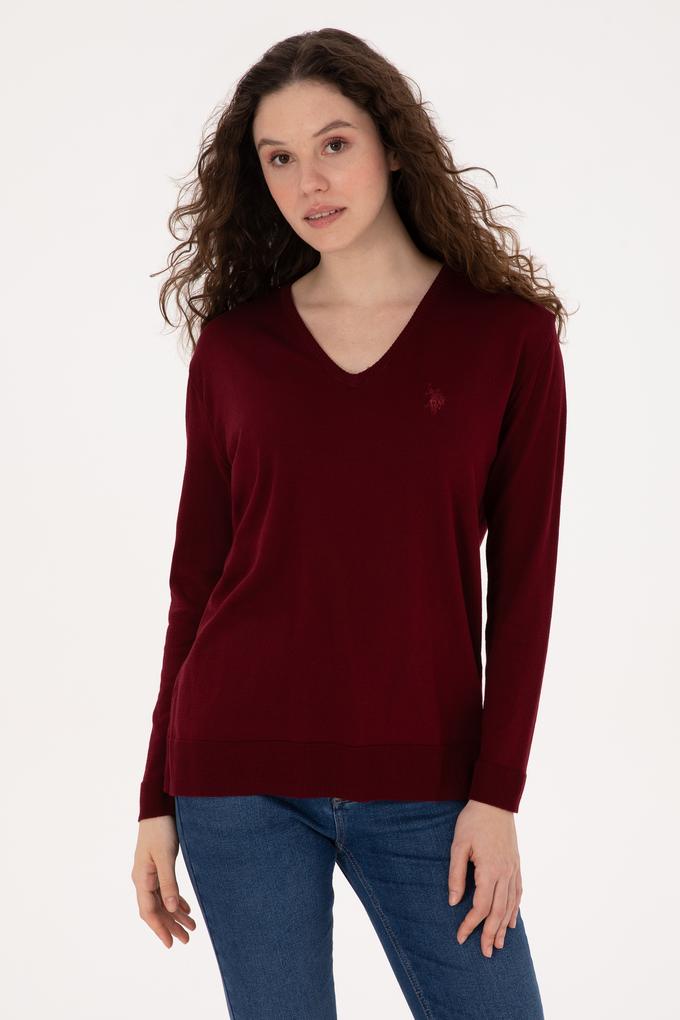 Kadın Bordo Basic Kazak