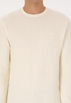 Erkek Regular Fit Bisiklet Yaka Desenli Krem Sweatshirt - 50308917001