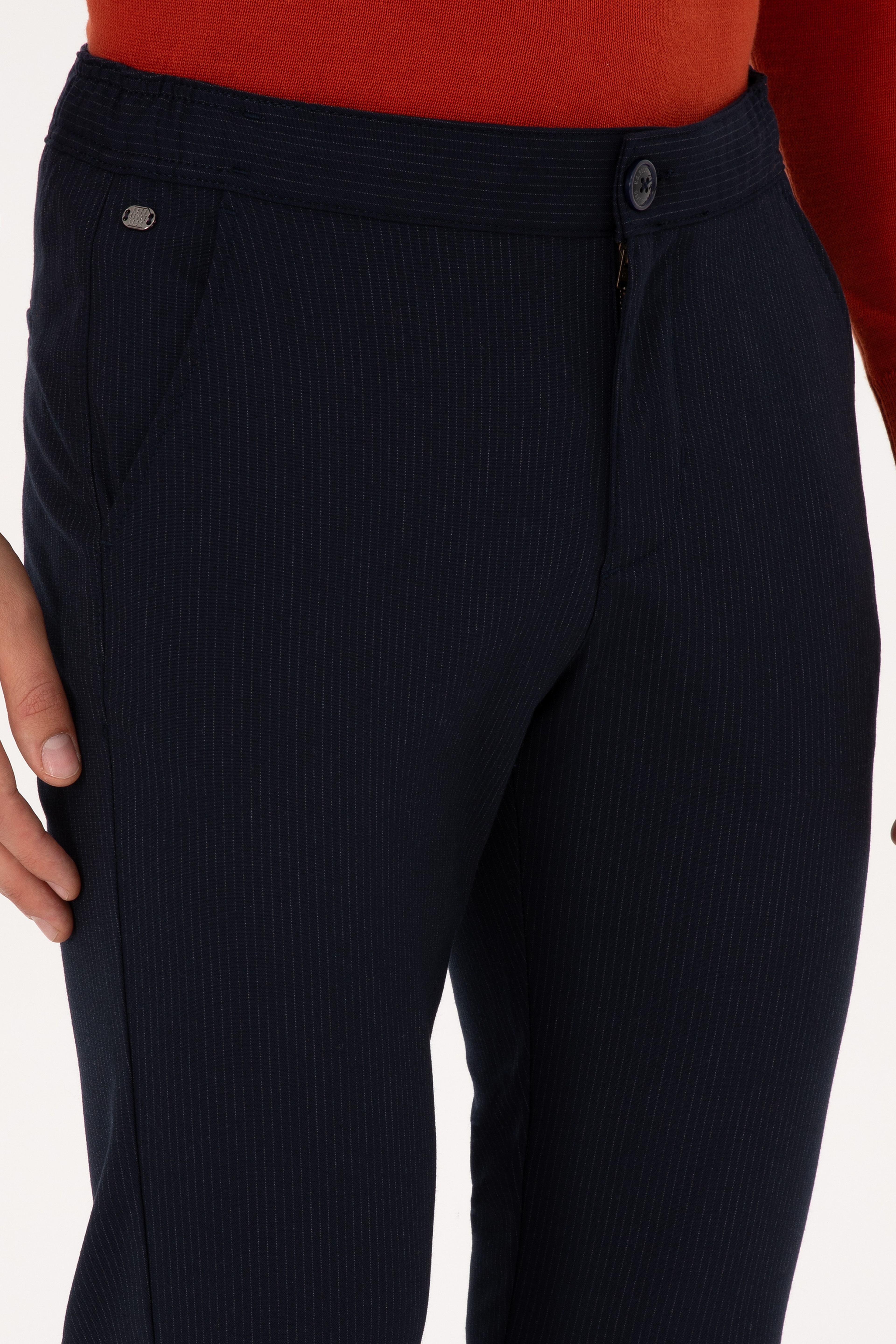Erkek Lacivert Slim Fit Kanvas / Chino Pantolon - Image 5