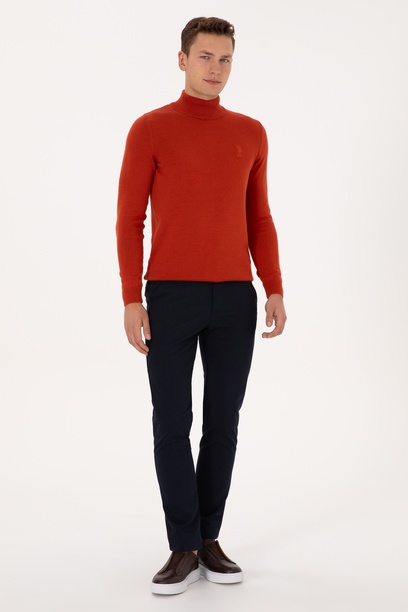 Erkek Lacivert Slim Fit Kanvas / Chino Pantolon