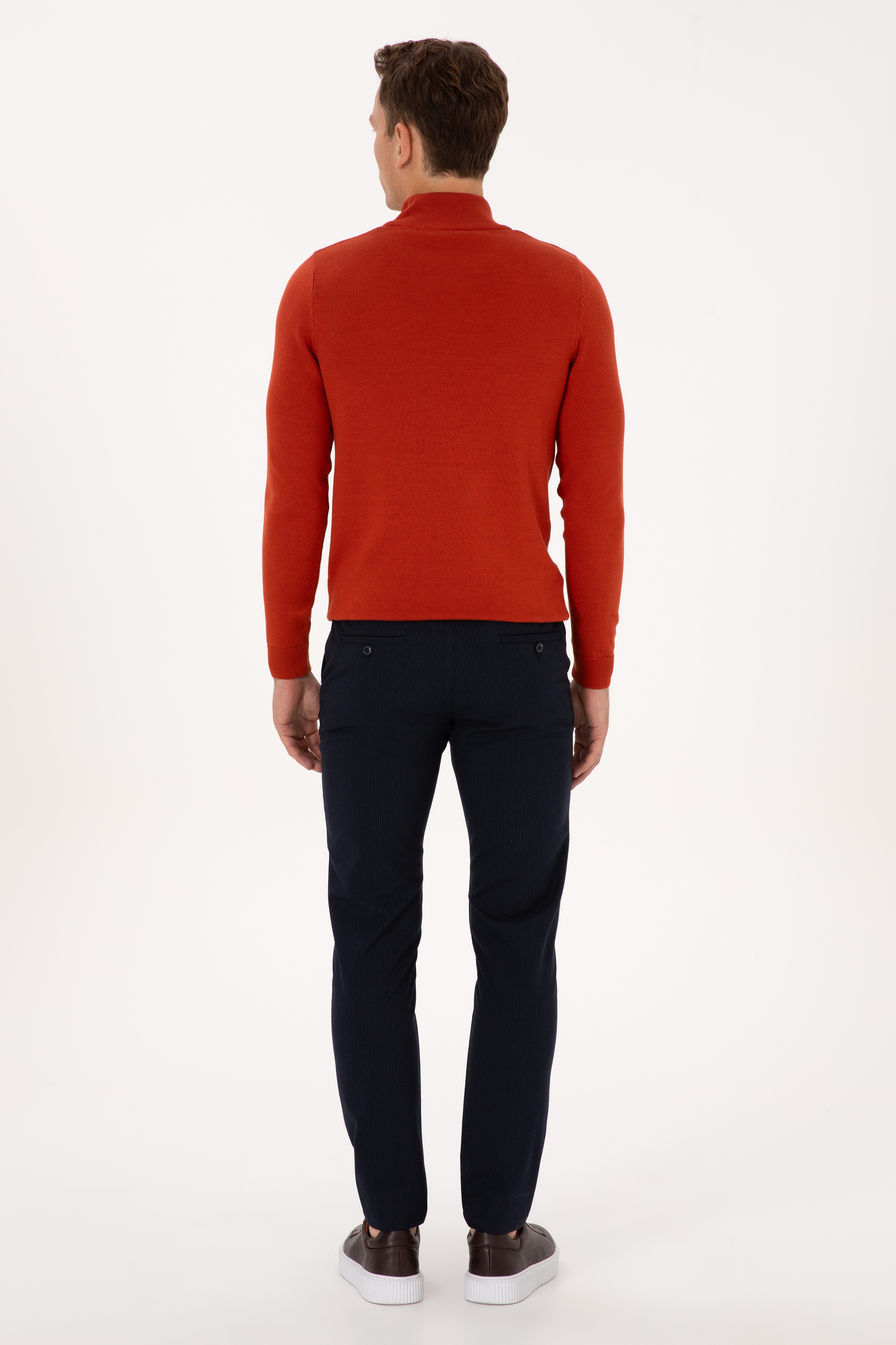 Erkek Lacivert Slim Fit Kanvas / Chino Pantolon - Image 4