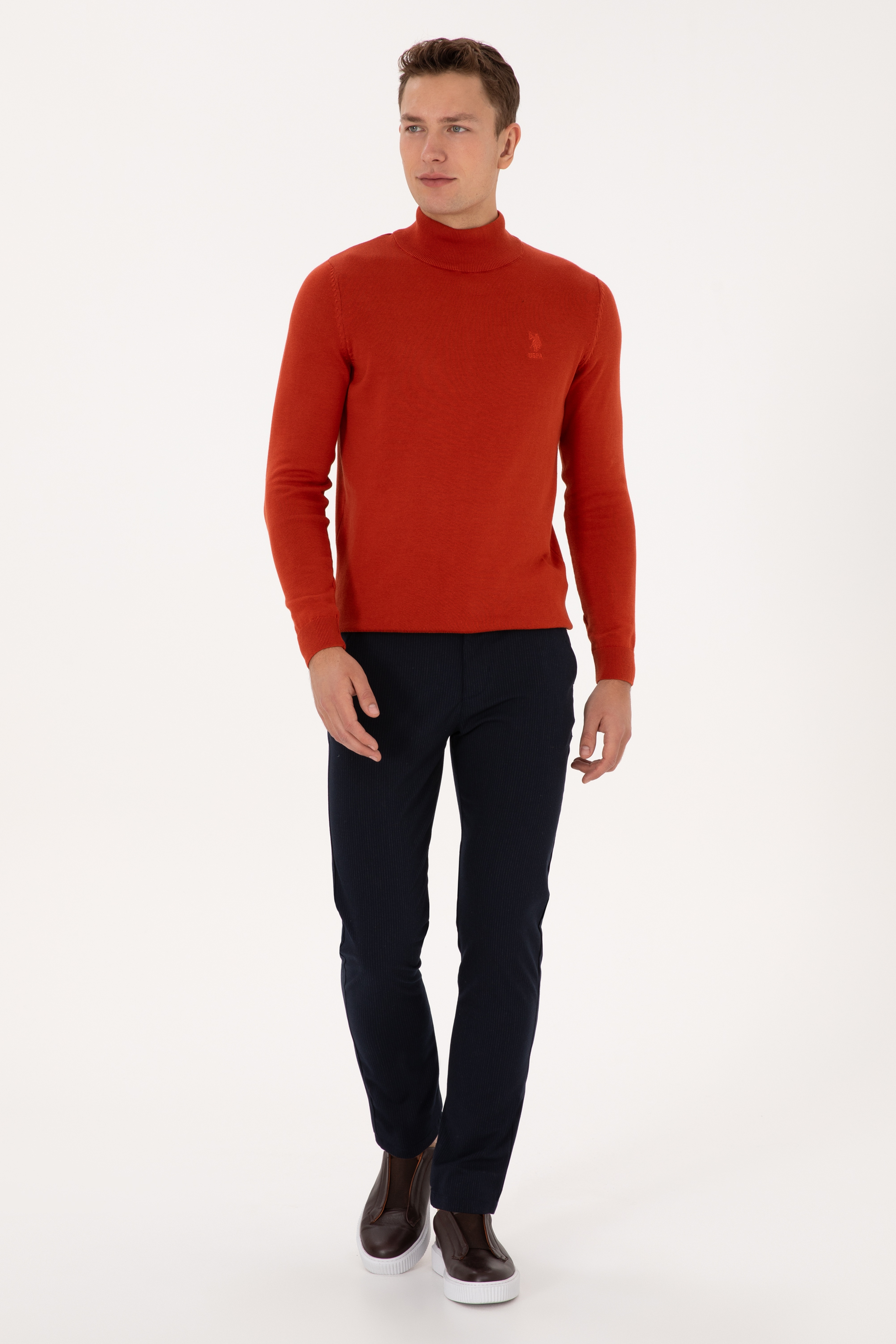Erkek Lacivert Slim Fit Kanvas / Chino Pantolon
