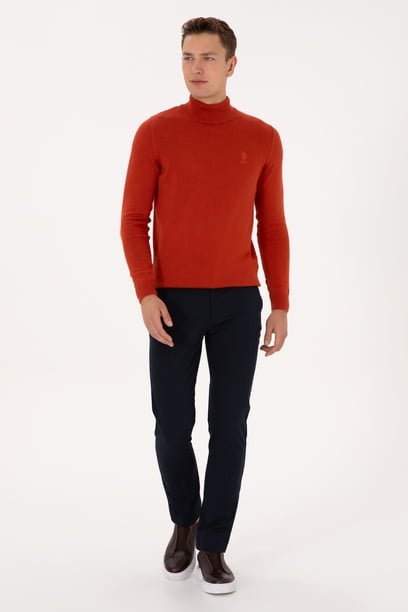 Erkek Lacivert Slim Fit Kanvas / Chino Pantolon