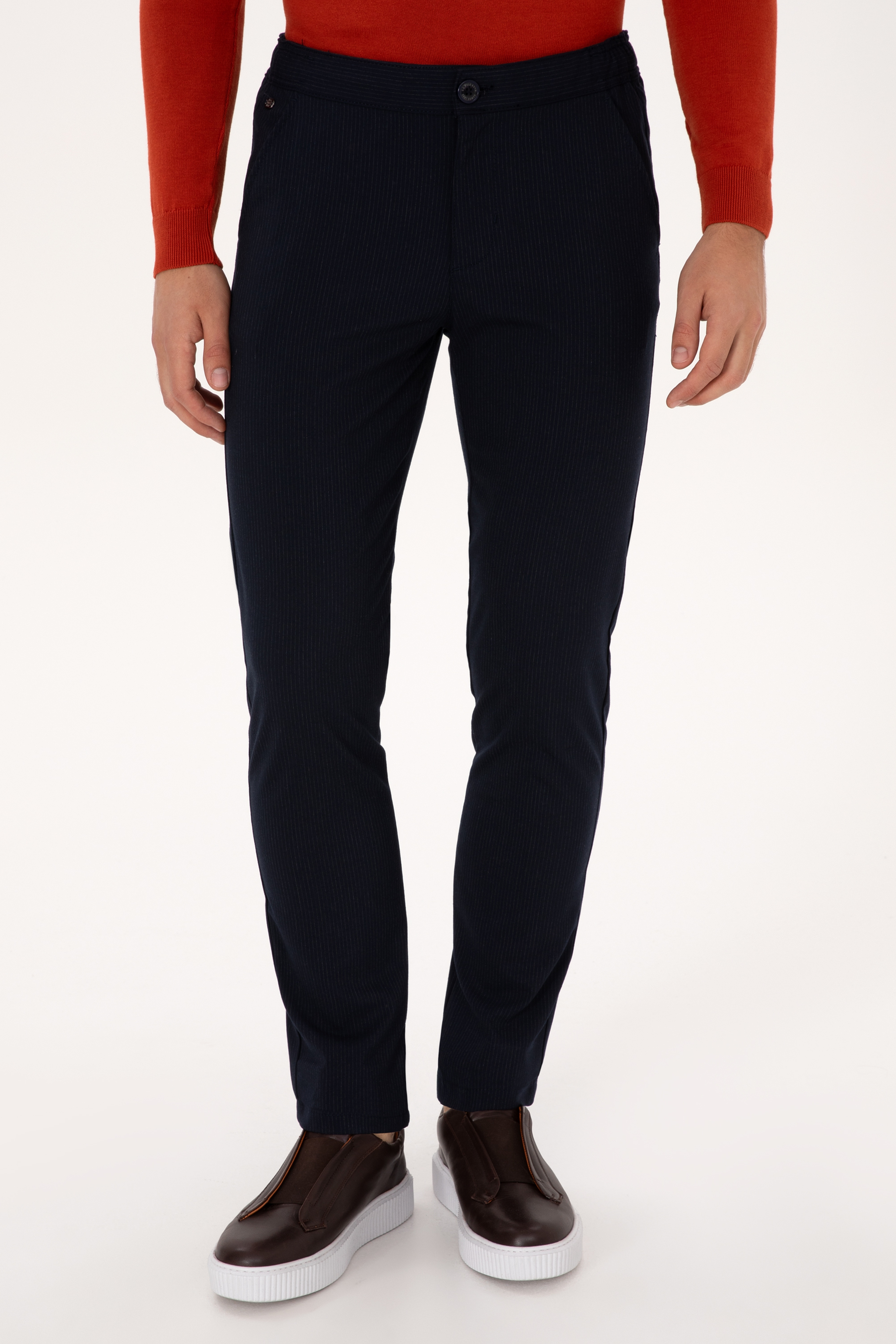 Erkek Lacivert Slim Fit Kanvas / Chino Pantolon - Image 2