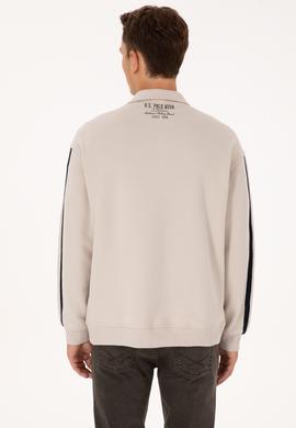 Erkek Oversize Fit Polo Yaka Taş Sweatshirt - 50308942018