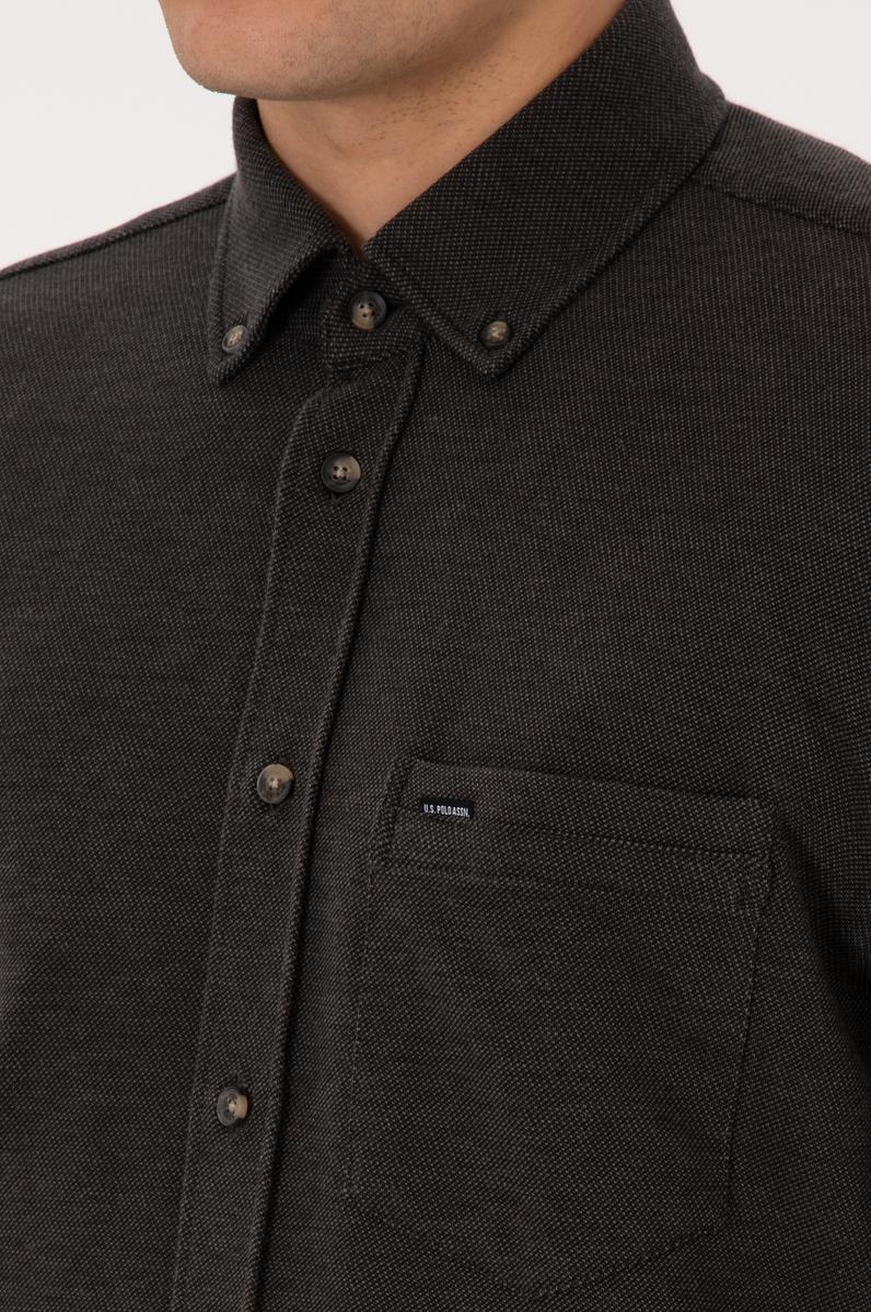 Erkek Haki Örme Gömlek