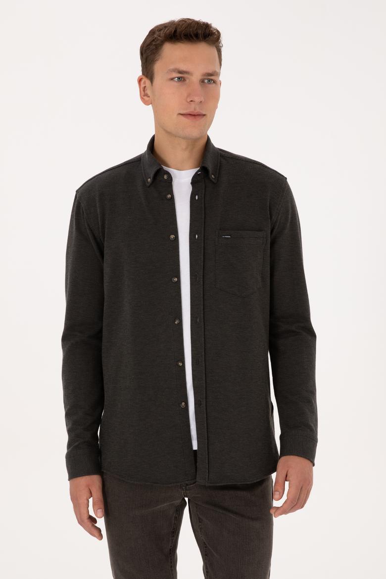 Erkek Haki Örme Gömlek - 50308469008