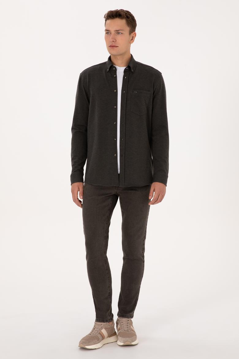 Erkek Haki Örme Gömlek - 50308469008