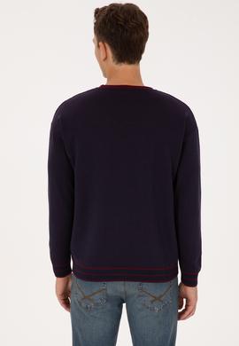 Erkek Comfort Fit Yaka Detaylı Lacivert Kazak - 50315022005