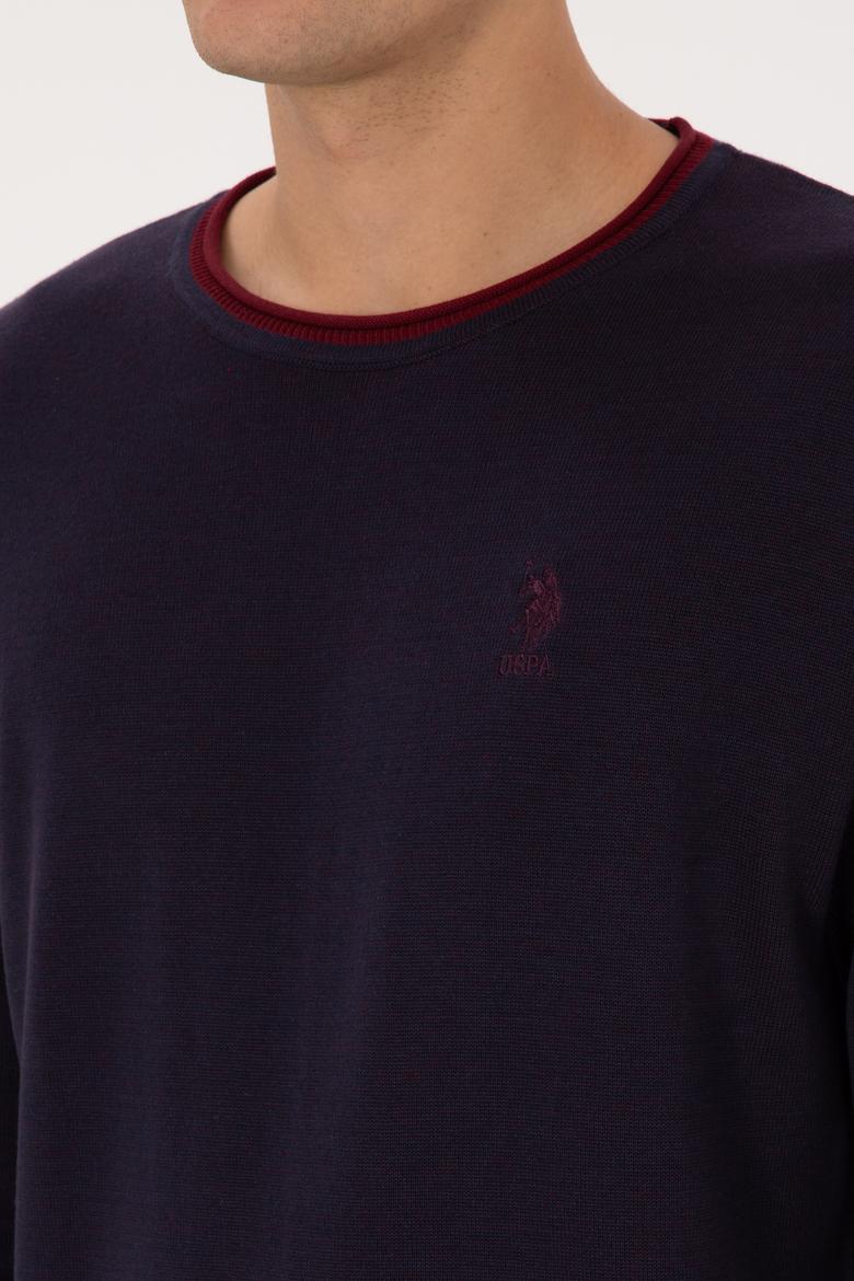 Erkek Comfort Fit Yaka Detaylı Lacivert Kazak - 50315022005