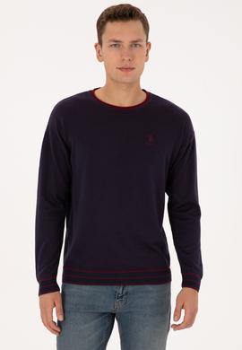 Erkek Comfort Fit Yaka Detaylı Lacivert Kazak - 50315022005